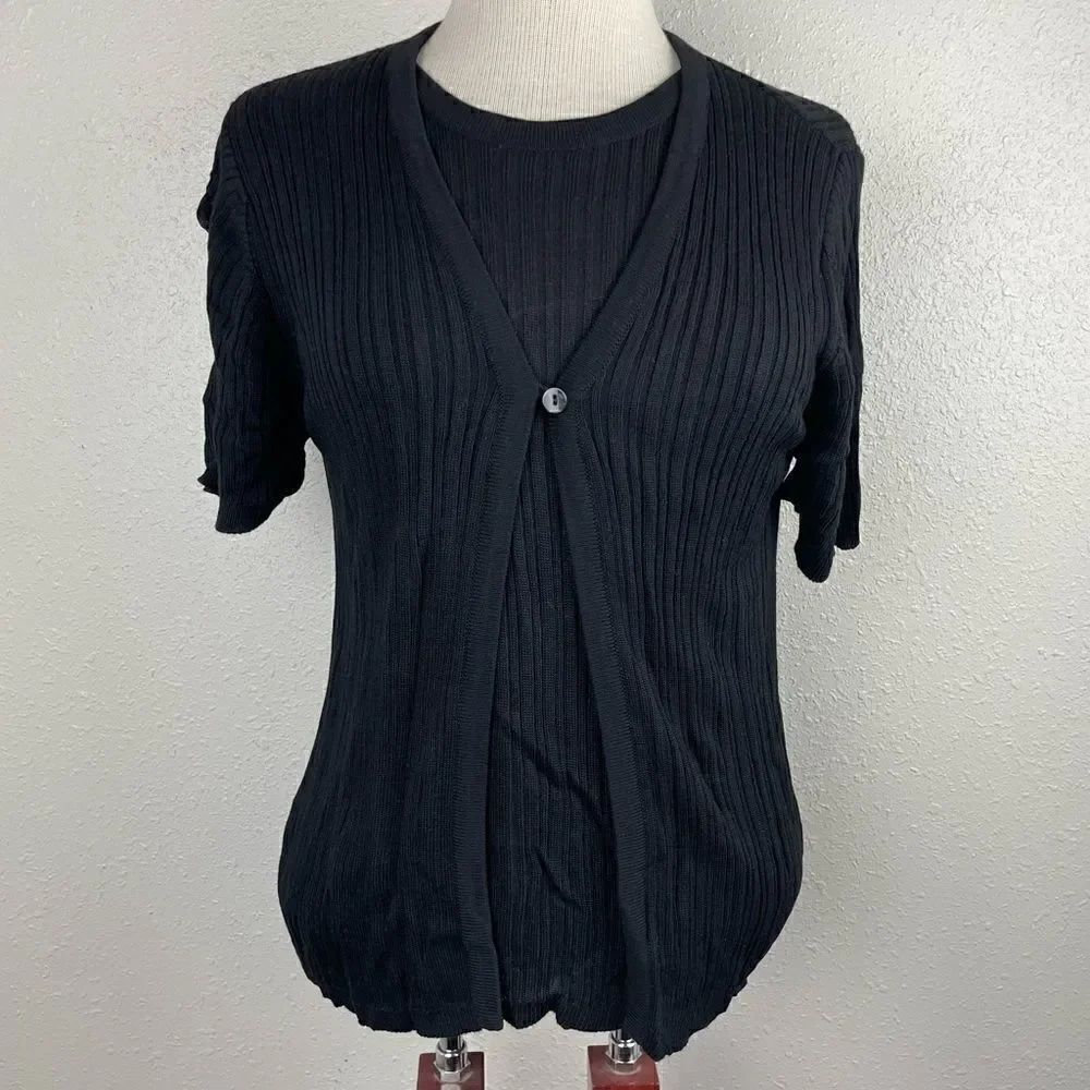 Liz Claiborne Black Cardigan Style Top Size S EUC
